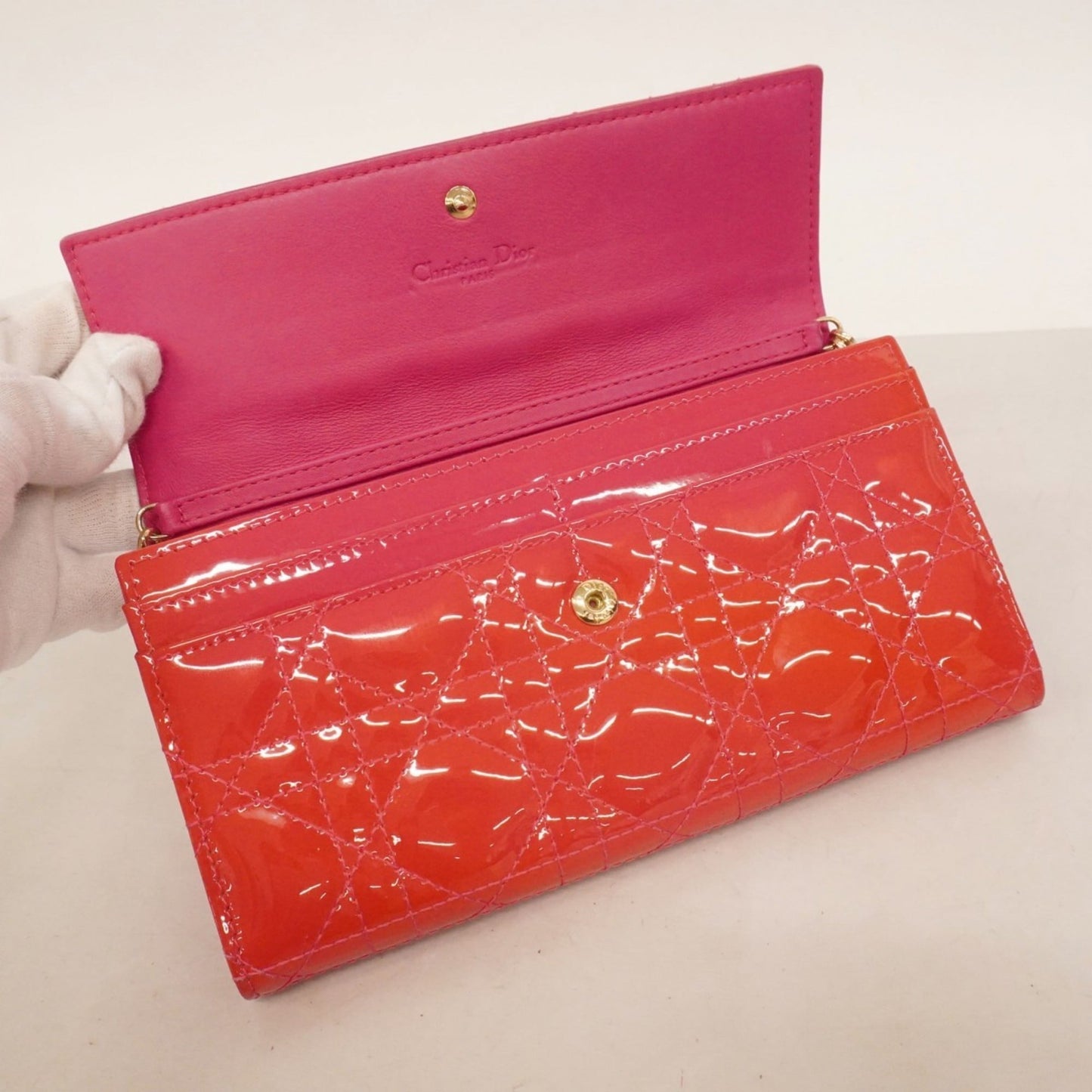 Christian Dior Pink Red Color Long Wallet (Bi-Fold) ()