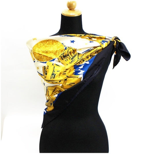 Celine Silk Scarf Muffler Black x Multicolor  Ladies