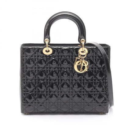 Christian Dior Lady Dior Black Patent Leather Handbag ()