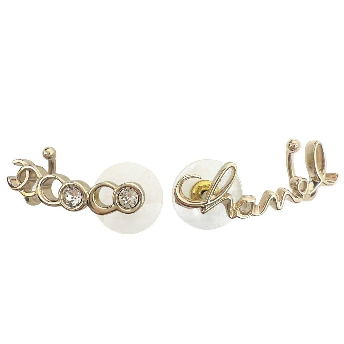 Chanel Coco Mark Earrings Ear Cuff A23V AB7658 Rhinestone COCO Ladies New