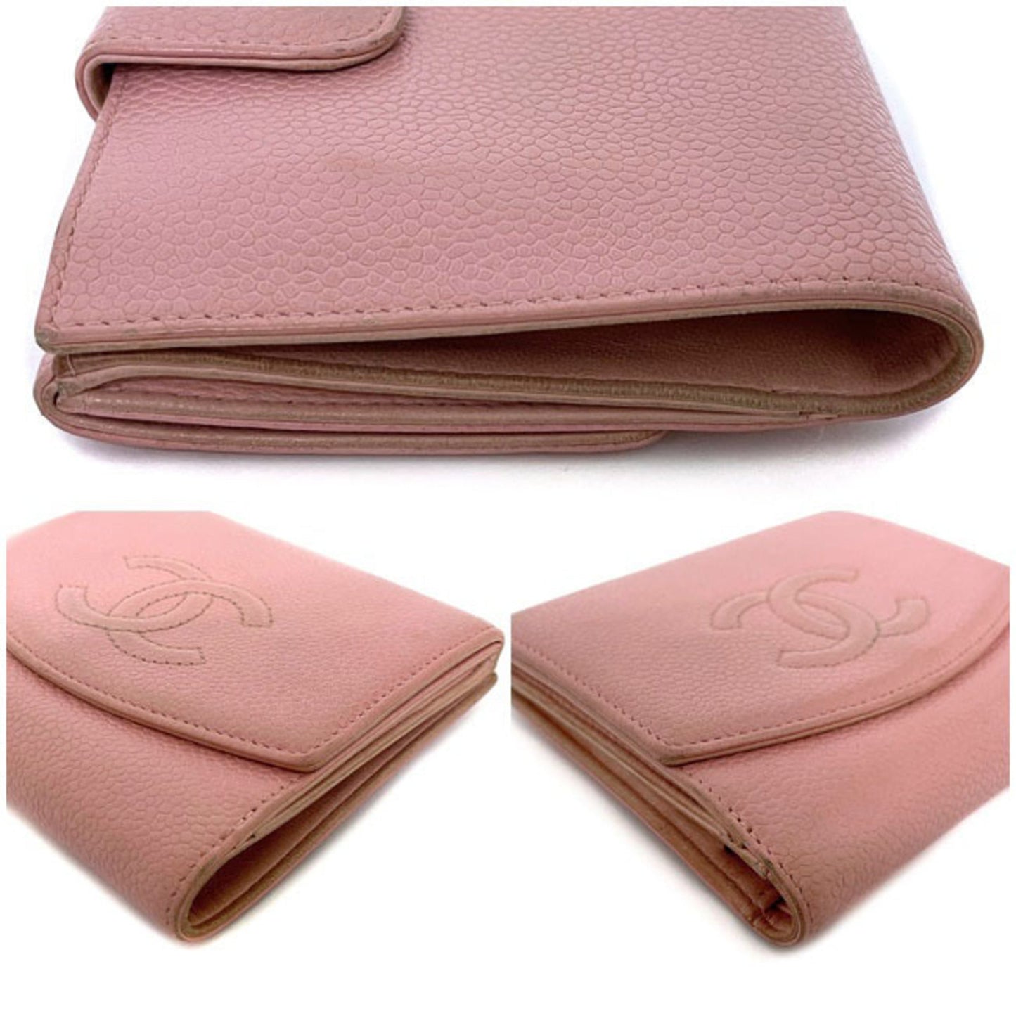 Chanel Bi-Fold Wallet Pink Caviar Skin A13496 Coco Mark 9s CHANEL W Ladies Pastel