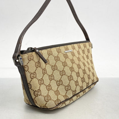 Gucci Brown Canvas Leather Pouch