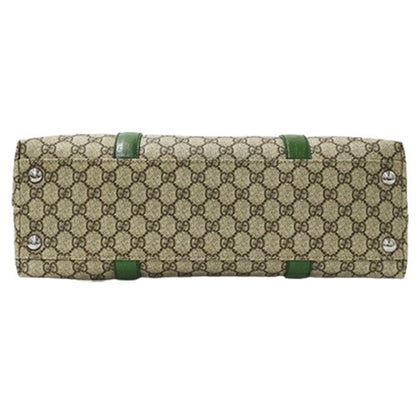 Gucci Beige Brown Green Gg Supreme Tote Bag