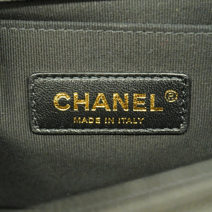 CHANEL   Boy  Chain Shoulder Women's Caviar Leather Shoulder Bag Black