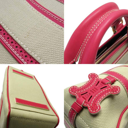 Celine handbag boogie bag beige pink canvas leather