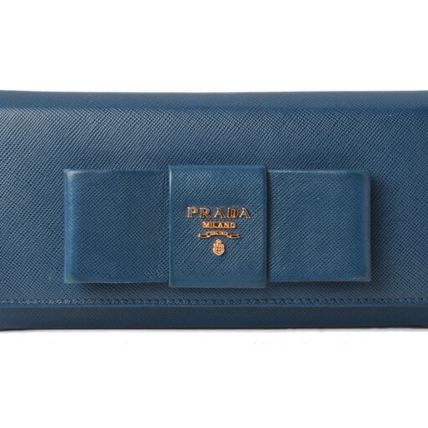 Prada wallet Prada long 1MH132 BLUETTE blue SAFFIANO FIOCCO embossed leather