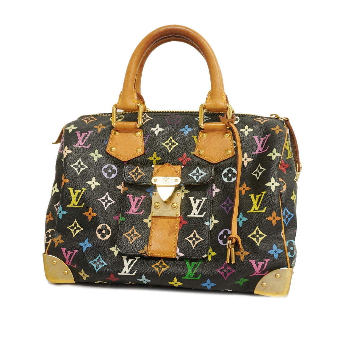 LOUIS VUITTONAuth  Monogram Multicolore Speedy 30 M92642 Women's HandBag Noir