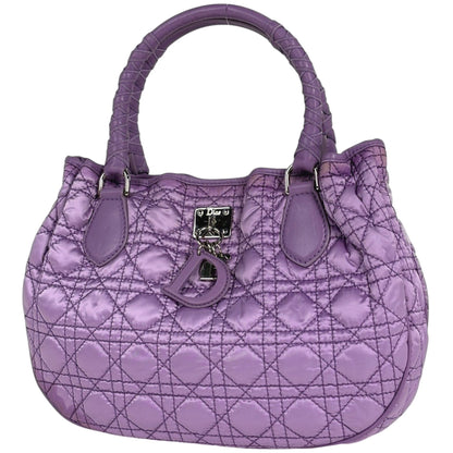 Christian Dior Purple Nylon Leather Handbag Tote Bag ()
