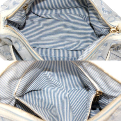 Celine Canvas Shoulder Bag Jaguar Leather Blue, White C Blason