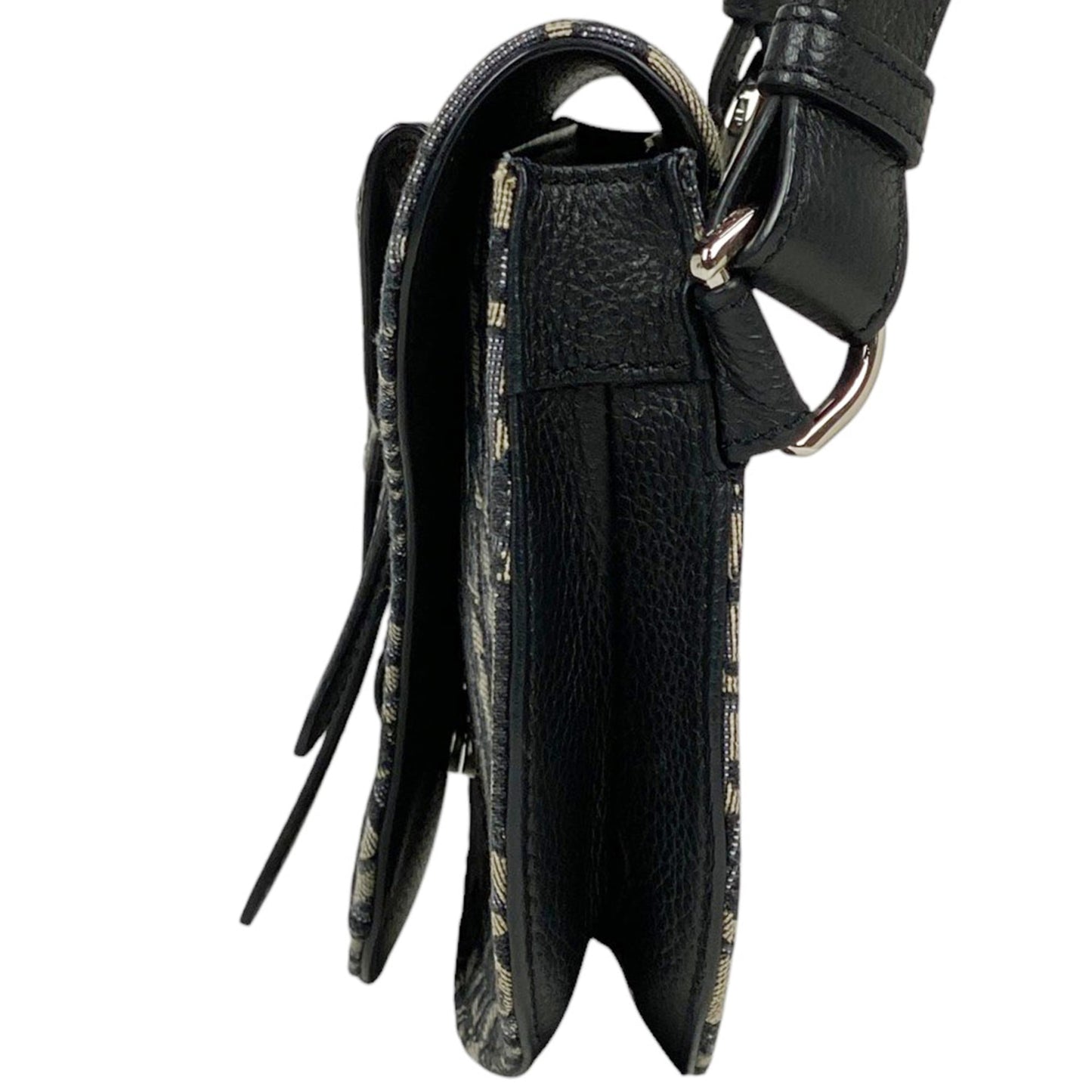 Christian Dior Navy Canvas Leather Saddle Bag Shoulder Bag ()
