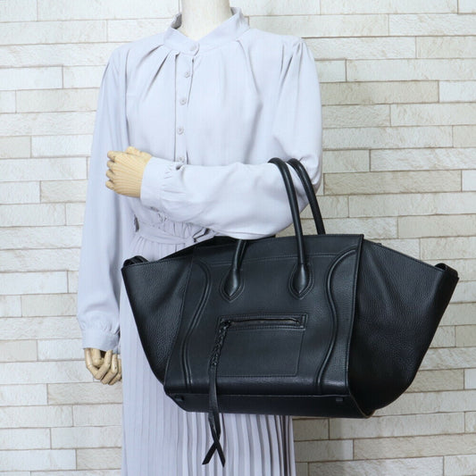 Celine Luggage Phantom Handbag Leather Black Ladies
