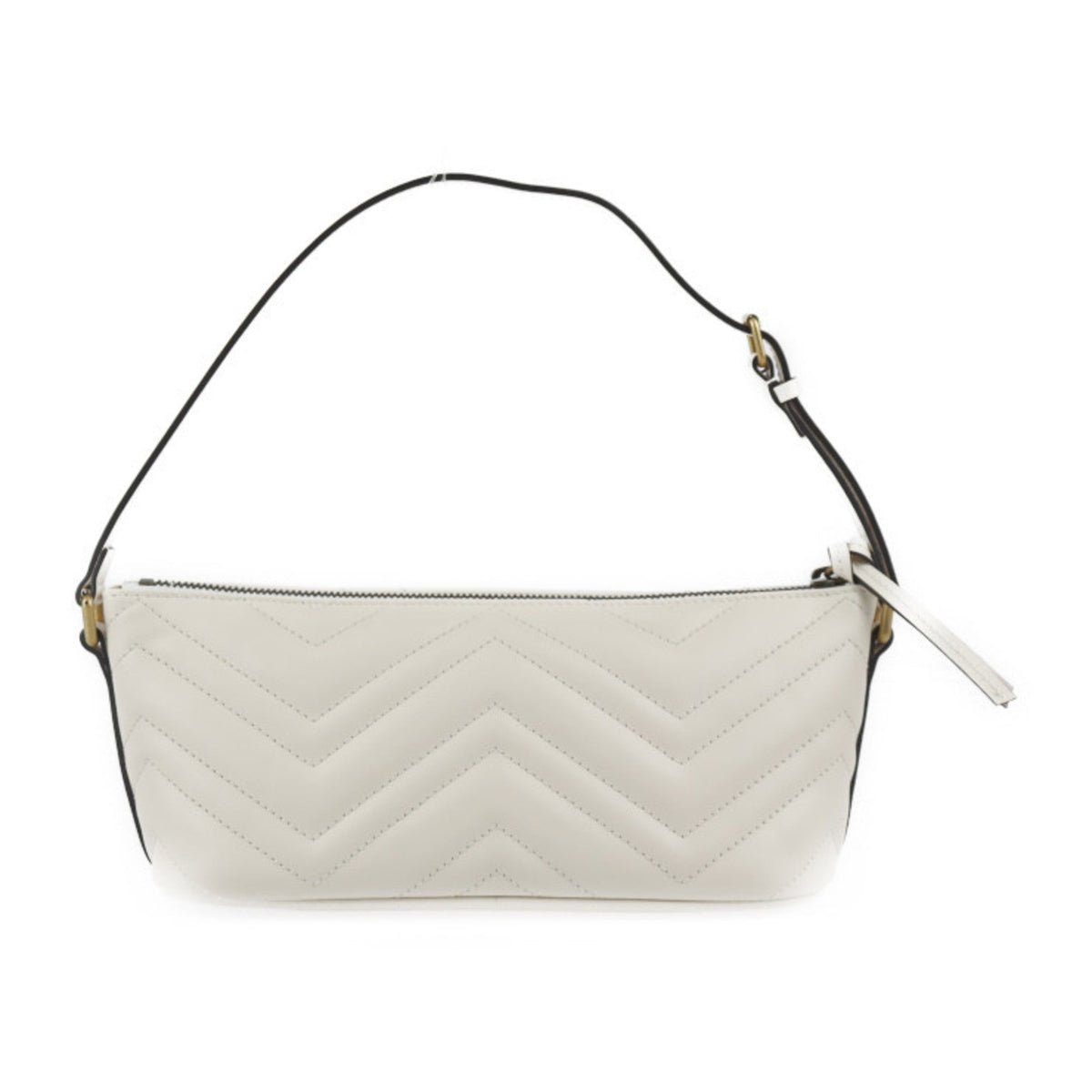 GUCCI GG Marmont Shoulder Bag 739166 White Ivory Gold Hardware Quilted Handbag