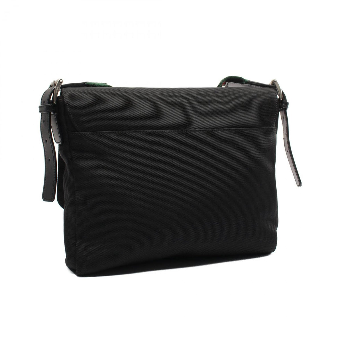 Gucci Black Leather Nylon Canvas Shoulder Bag