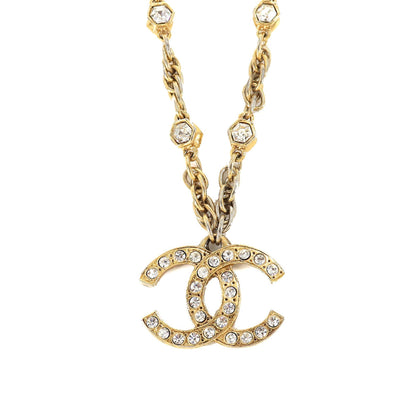 Chanel rhinestone here mark long necklace gold vintage accessories Vintage Necklace