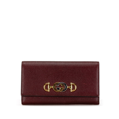 Gucci Wine Leather Long Wallet (Bi-Fold) ()