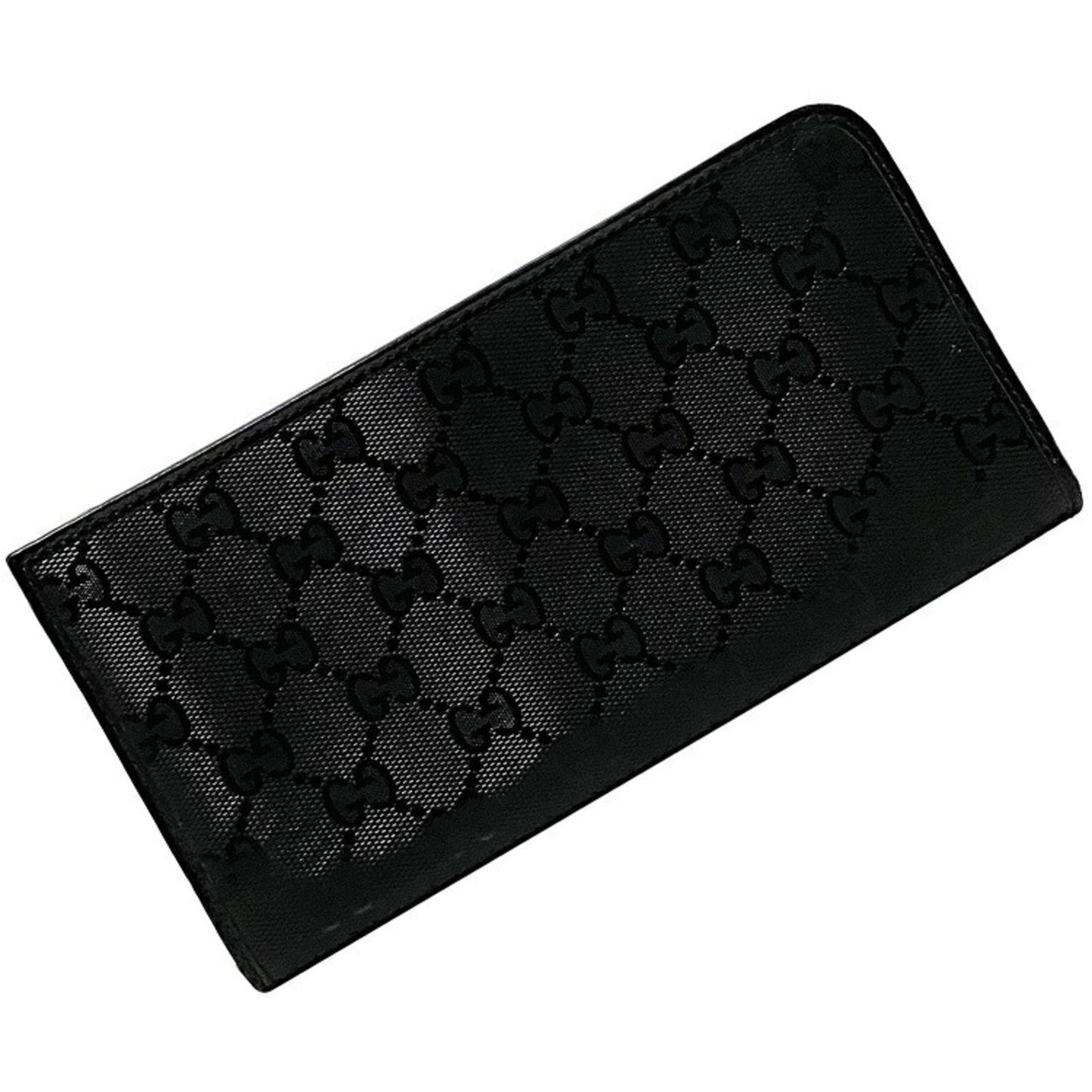Gucci Gg Imprimé Black Pvc Leather Long Wallet (Bi-Fold) ()