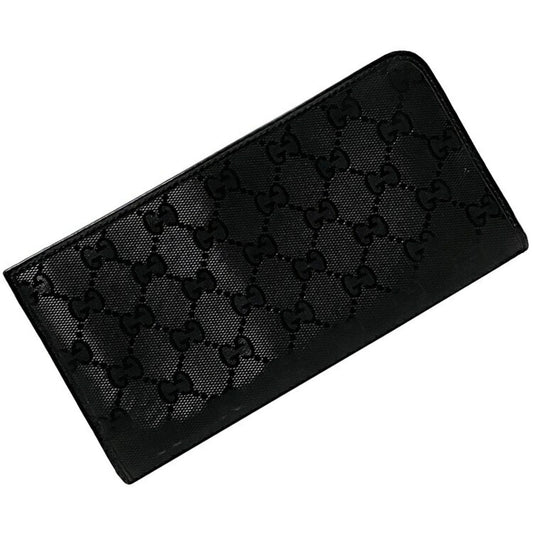 Gucci Gg Imprimé Black Pvc Leather Long Wallet (Bi-Fold) ()