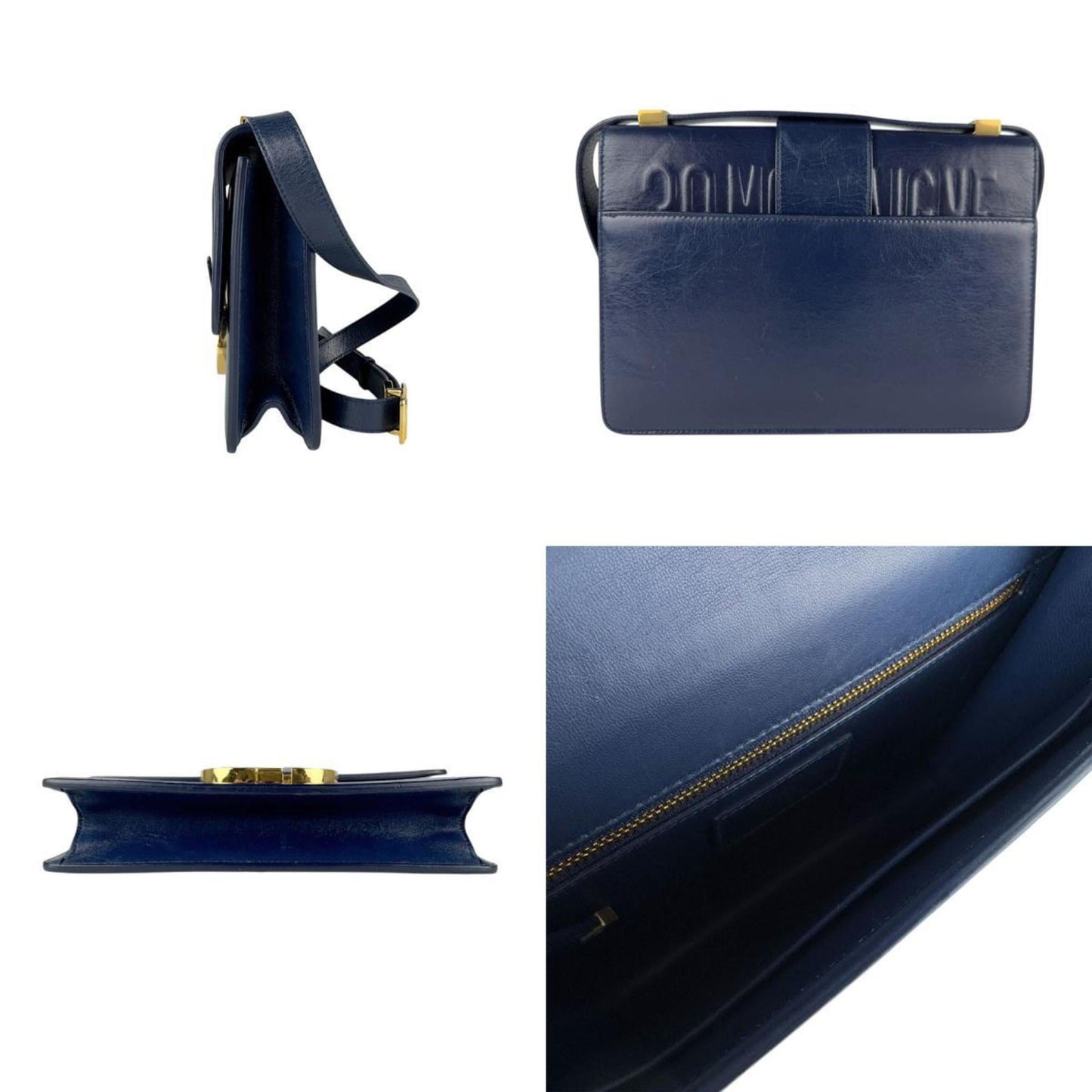 Christian Dior Navy Leather Shoulder Bag ()