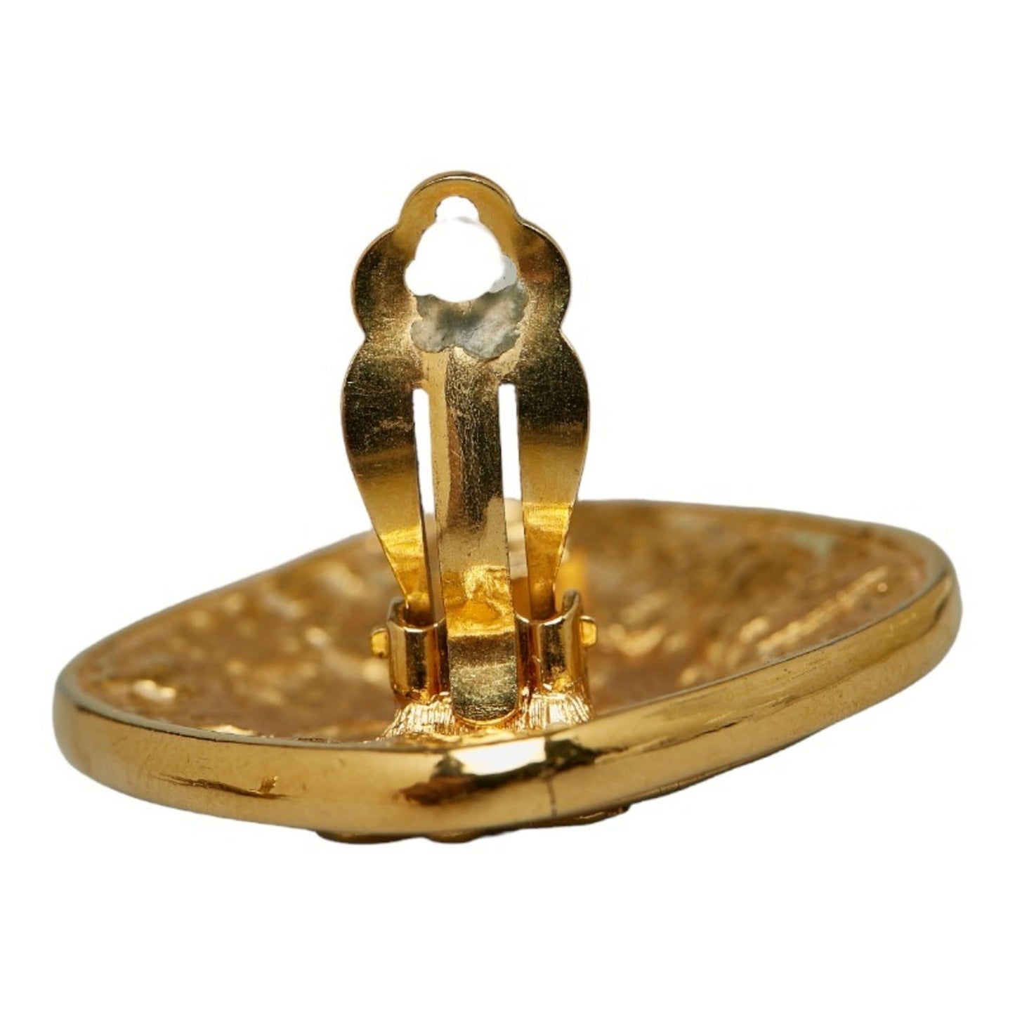 CHANEL Coco Mark Diamond Arabesque Earrings Gold Plated Women's