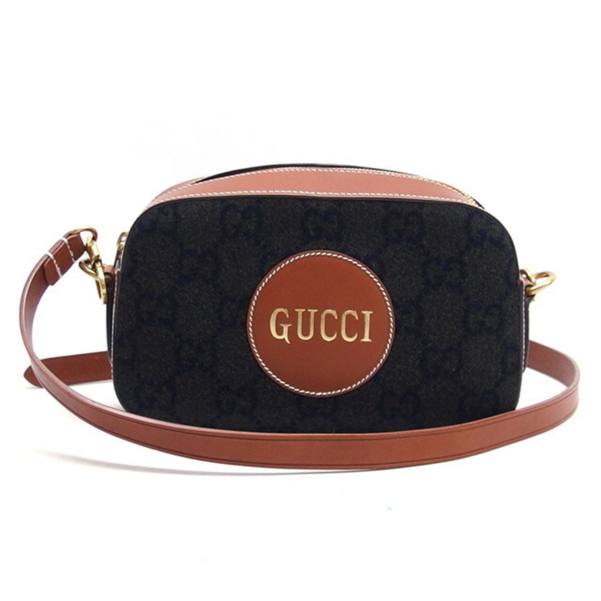 Gucci Brown Charcoal Gray Gray Brown Wool Messenger Bag Shoulder Bag