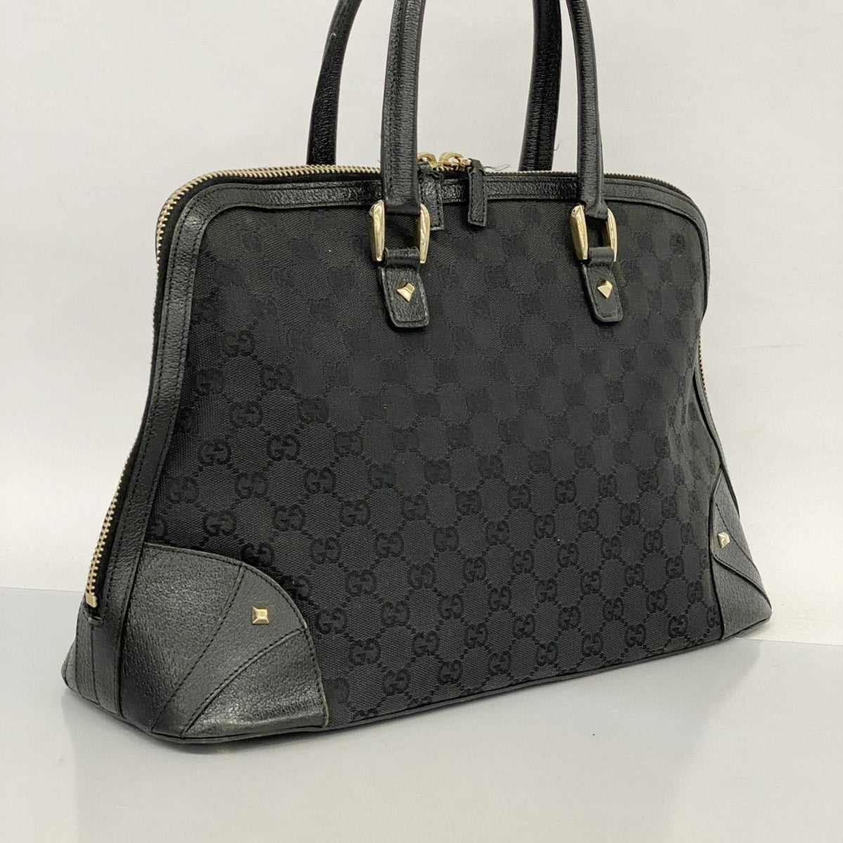 Gucci Black Canvas Leather Handbag