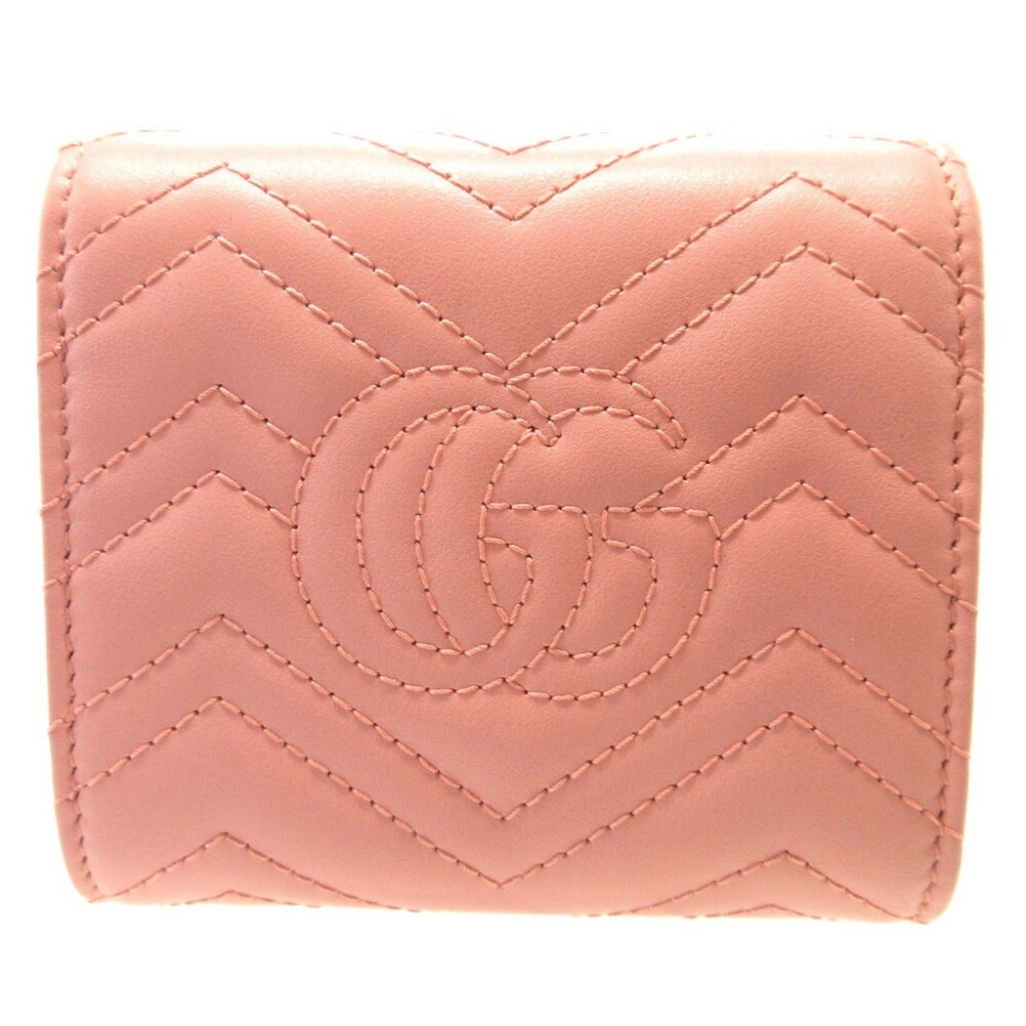 GUCCI GG Marmont 598629 Leather Pink Bifold Wallet