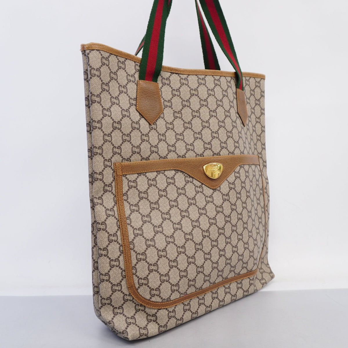Gucci  Sherry Line 39 02 003 Women's GG Plus,Leather Tote Bag Beige