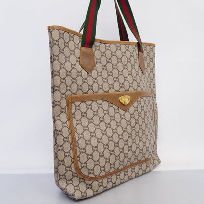 Gucci  Sherry Line 39 02 003 Women's GG Plus,Leather Tote Bag Beige
