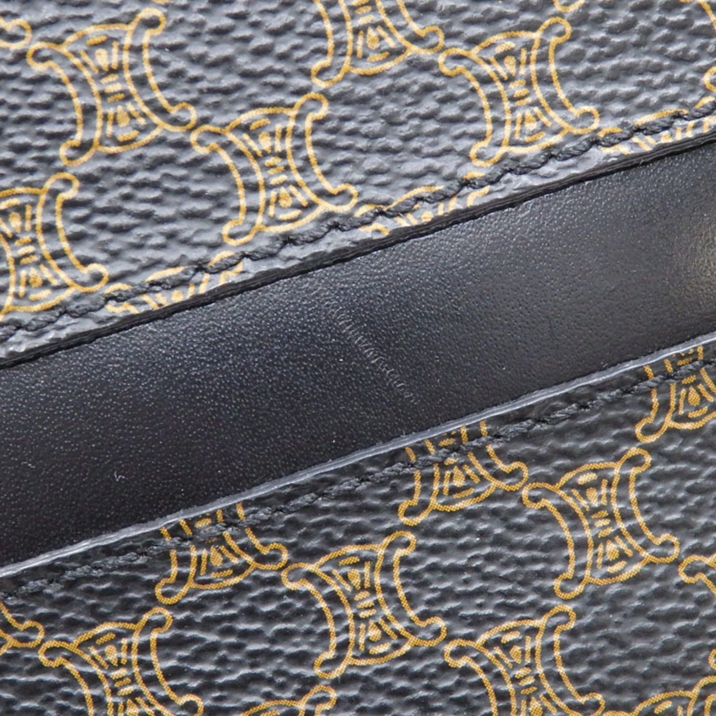 Celine Shoulder Bag Macadam Women's Black Brown PVC Leather