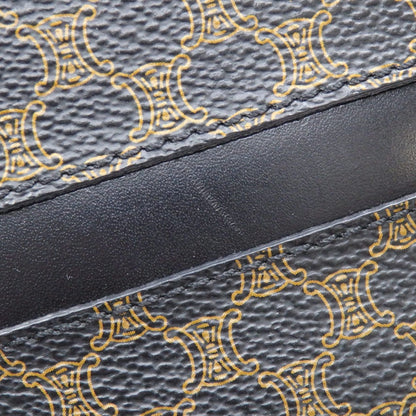 Celine Shoulder Bag Macadam Women's Black Brown PVC Leather