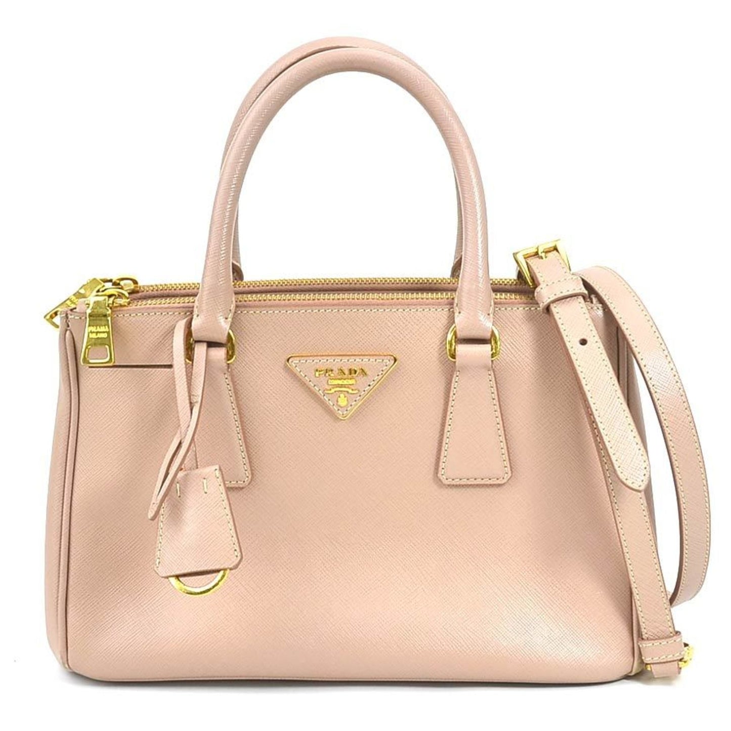 Prada handBag shoulder Bag leather pink beige gold ladies