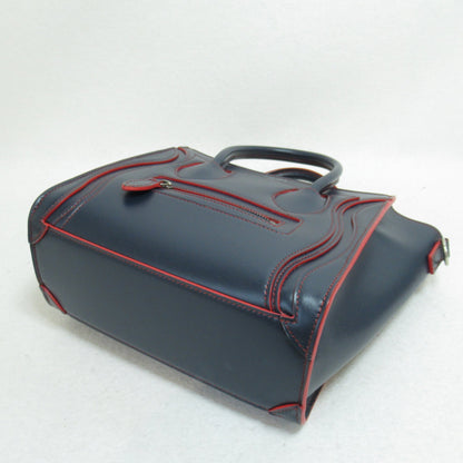 Celine Luggage Micro Shopper Shoulder Bag Navy Red Calfskin [cowhide]