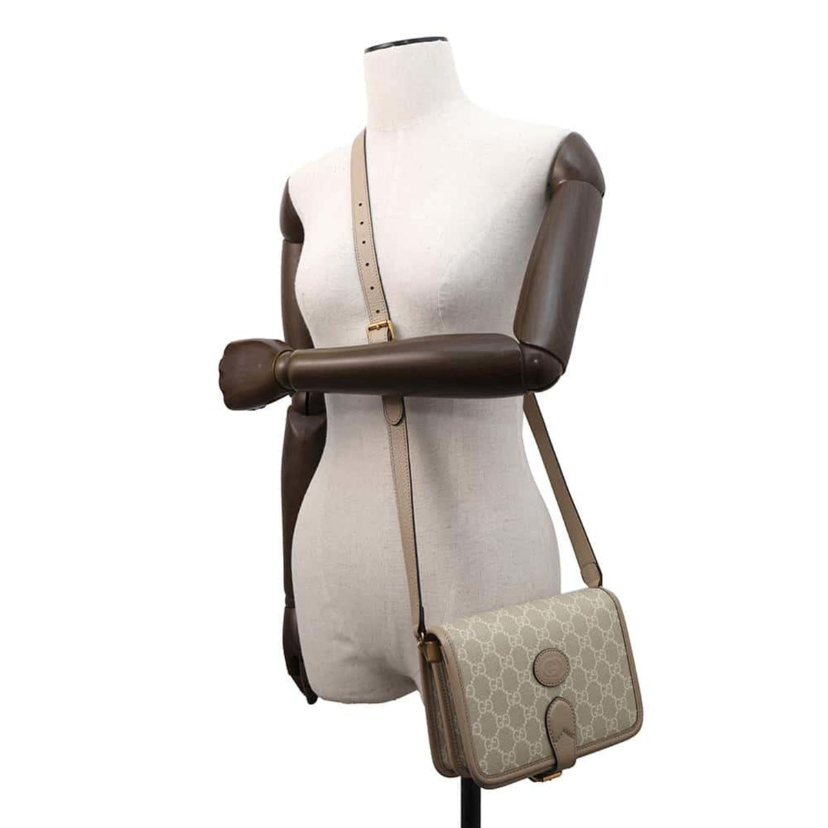 Gucci Beige Gg Supreme Leather Shoulder Bag