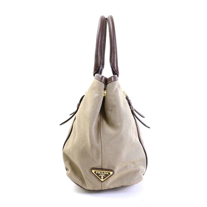 Prada HandBag Shoulder Bag Canvas/Leather Brown Ladies