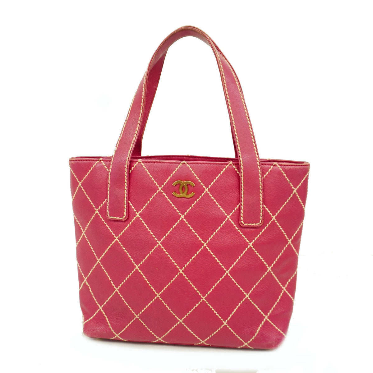 CHANEL   Wild Stitch Tote Bag Women's Leather Pink