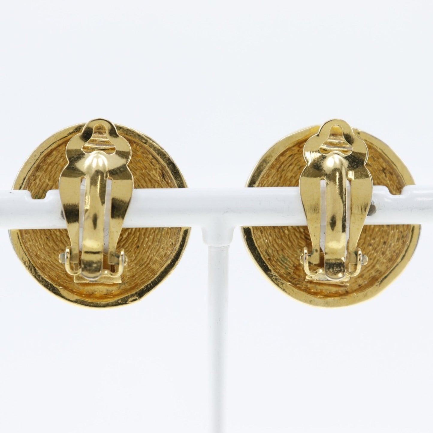 Chanel COCO Mark Earrings Matelasse Vintage Gold Plated Made in France Ladies