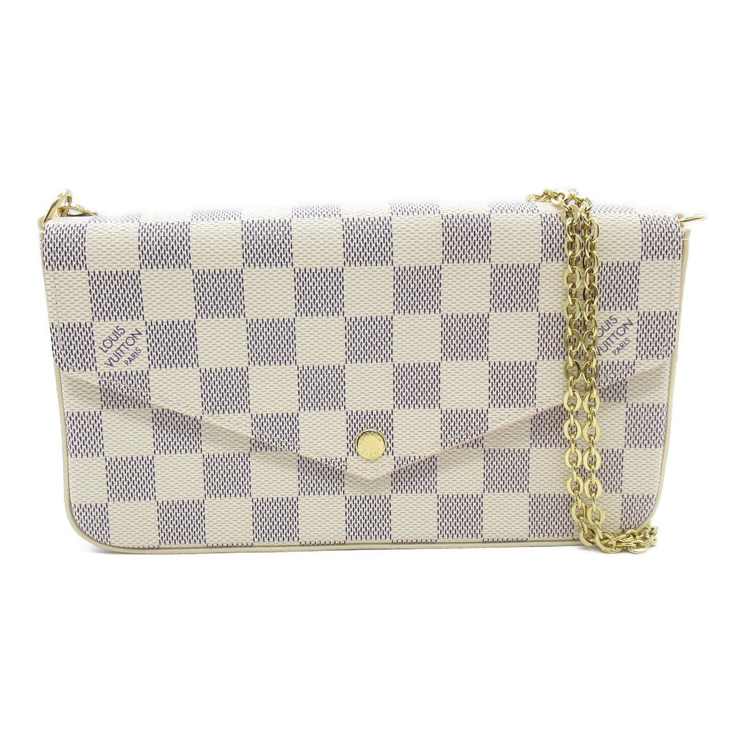 LOUIS VUITTON Pochette Felice White Damier Azur leather N40491