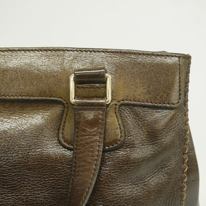Celine[3cc2365]   tote bag leather dark brown gold metal