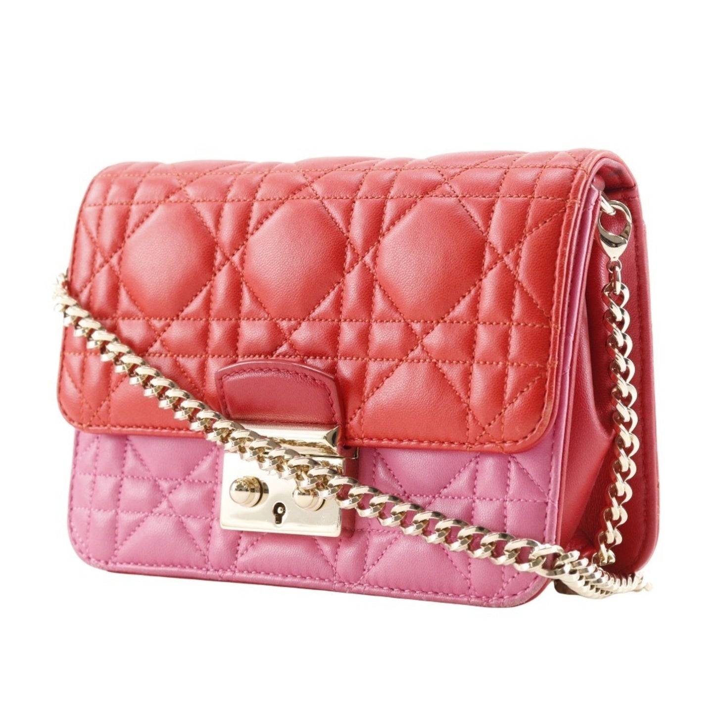 Christian Dior Pink Red Color Leather Shoulder Bag ()