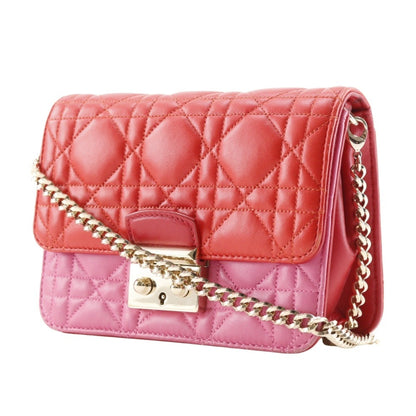 Christian Dior Pink Red Color Leather Shoulder Bag ()