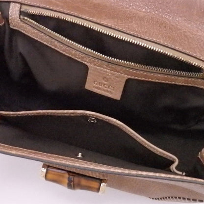 Gucci 2Way Bag Bamboo Brown Leather x Gold Hardware Handbag Shoulder Women's 224964