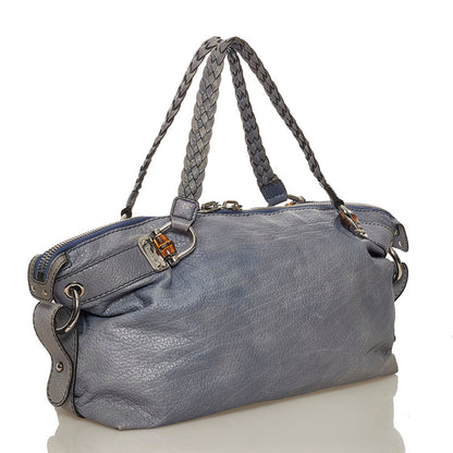 Gucci Bamboo Tote Bag 232959 Blue Leather Ladies Gucci