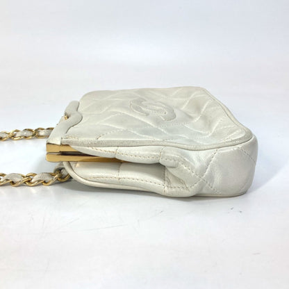 Chanel CC Mark CC Kisslock Waist Pouch Chain with Fringe Waist Pouch White GoldHardware