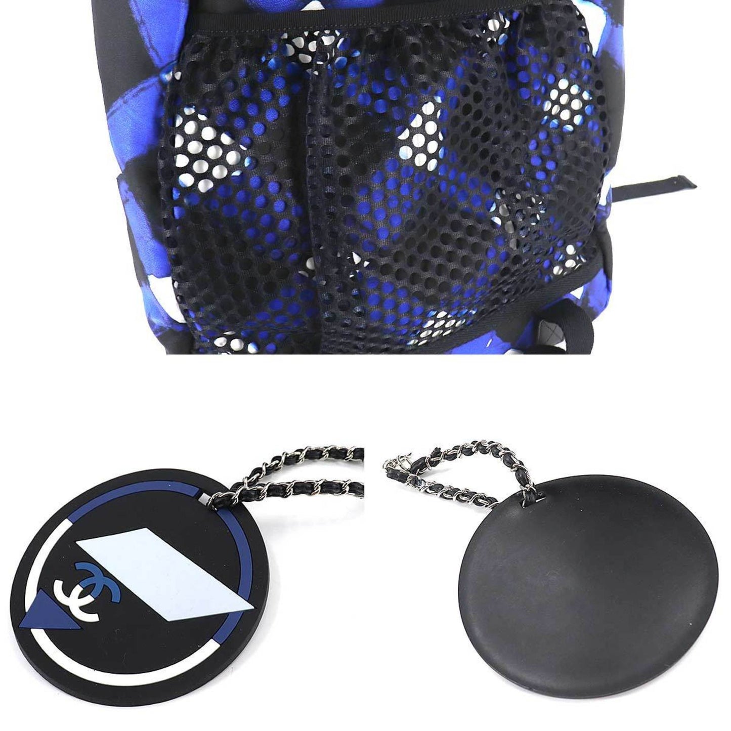 Chanel airline backpack rucksack nylon leather blue black A93326 Airline Back Pack