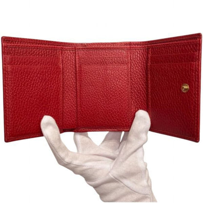 Gucci Red Color Leather Wallet (Tri-Fold)