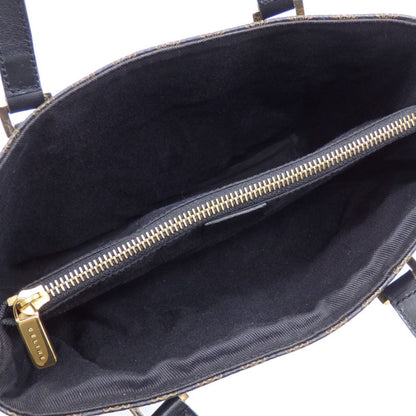 Celine Handbag Macadam Women's Black Brown PVC Leather