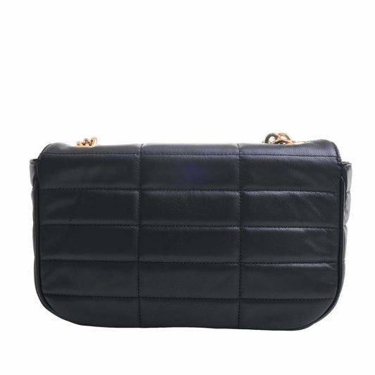 Celine Matelasse Monochrome Leather Chain Shoulder Bag Black Women's
