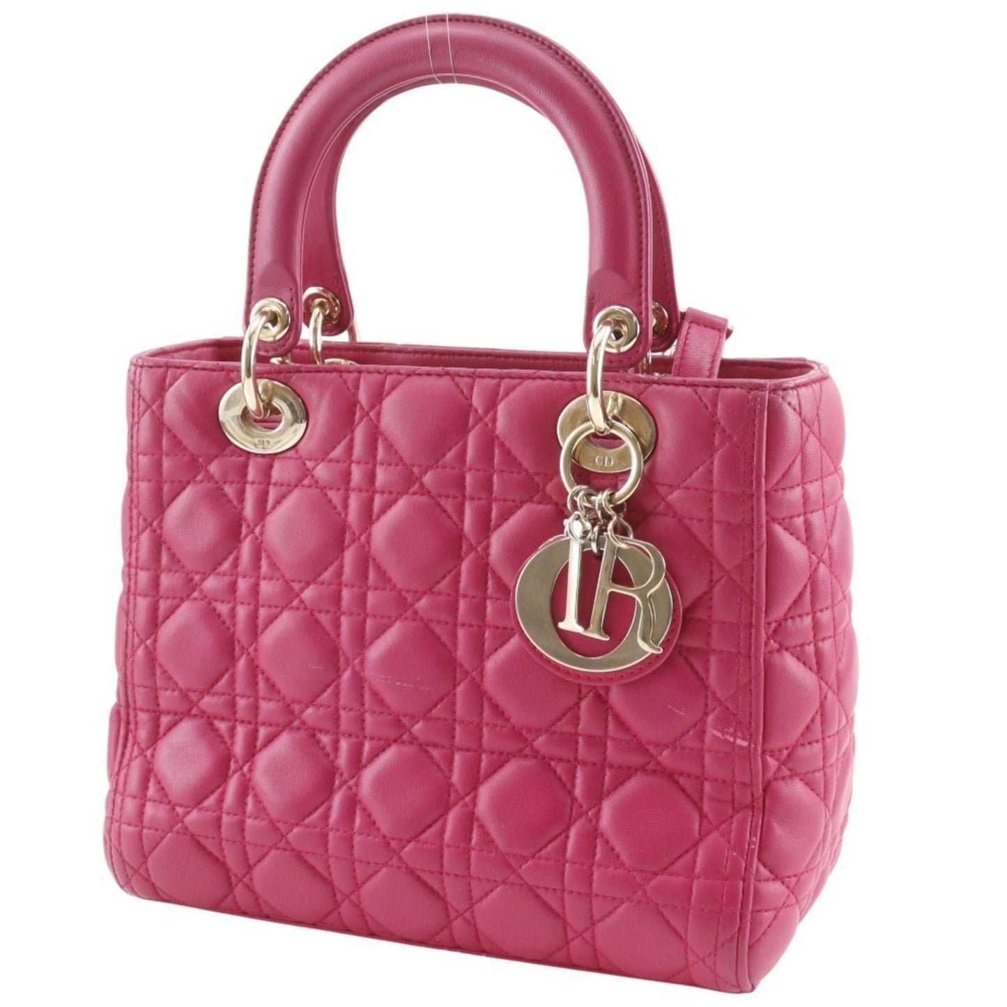Christian Dior Lady Dior Pink Leather Handbag ()