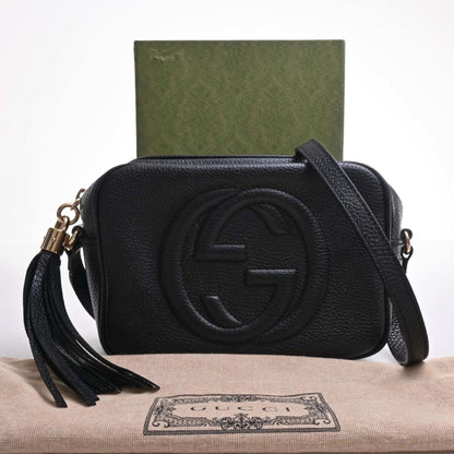 GUCCI Soho Leather Small Disco Bag Shoulder 308364 Black Ladies