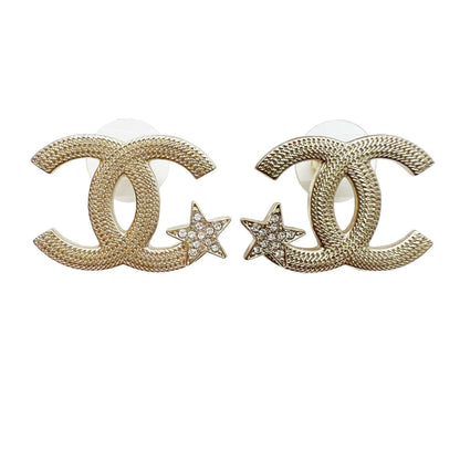 Chanel earrings here mark CC star gold rhinestone metal ladies ABB491 B23B new item